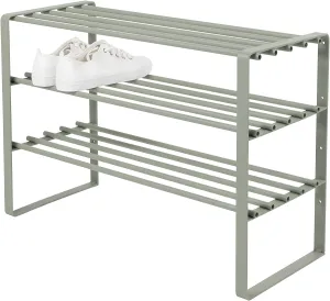 INDIAN DECOR. 38438 Entryway 3-Tier Metal Shoe Rack, shoe Storage Shelf with epoxy coating, Each Tier Fits 3 Pairs of Shoes, Entryway Shoes Organizer in Grey - 29 x 70 x 48,5cm