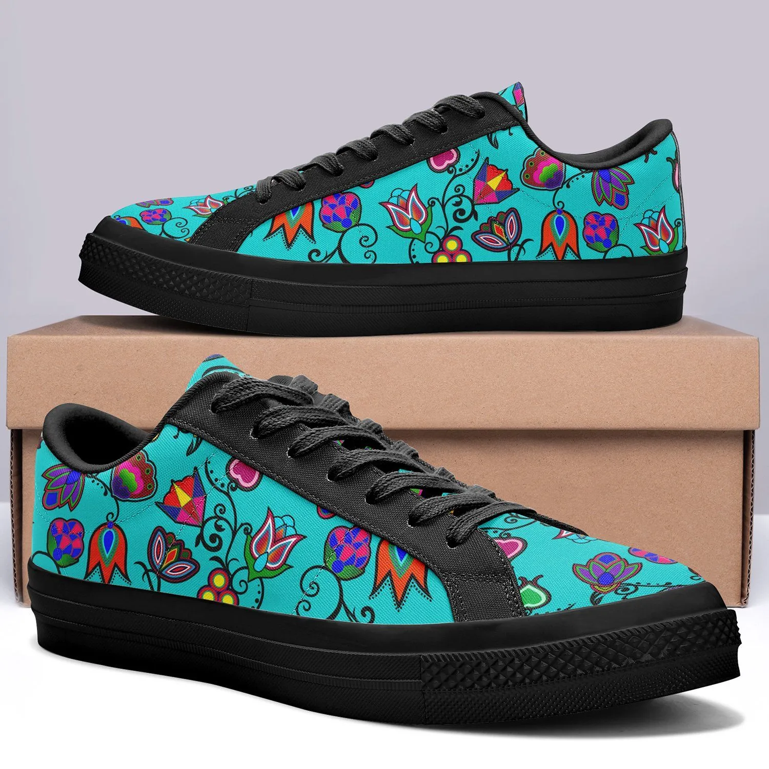 Indigenous Paisley Sky Aapisi Low Top Canvas Shoes Black Sole