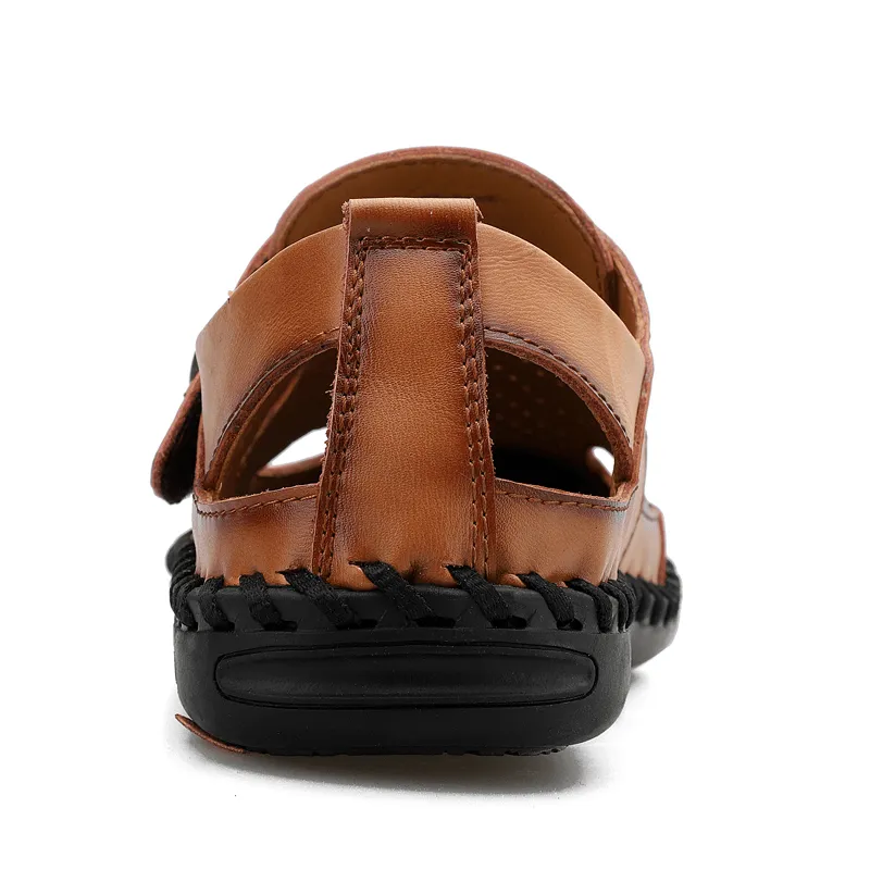 kkboxly kkboxly Men Cowhide Closed Toe Breathable Soft Casual Sandals