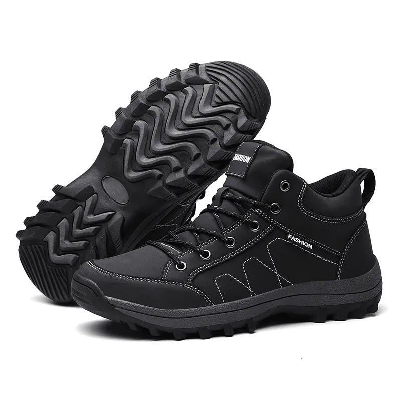 kkboxly kkboxly Men Microfiber Leather Outdoor Slip Resistant Casual Hiking Shoes