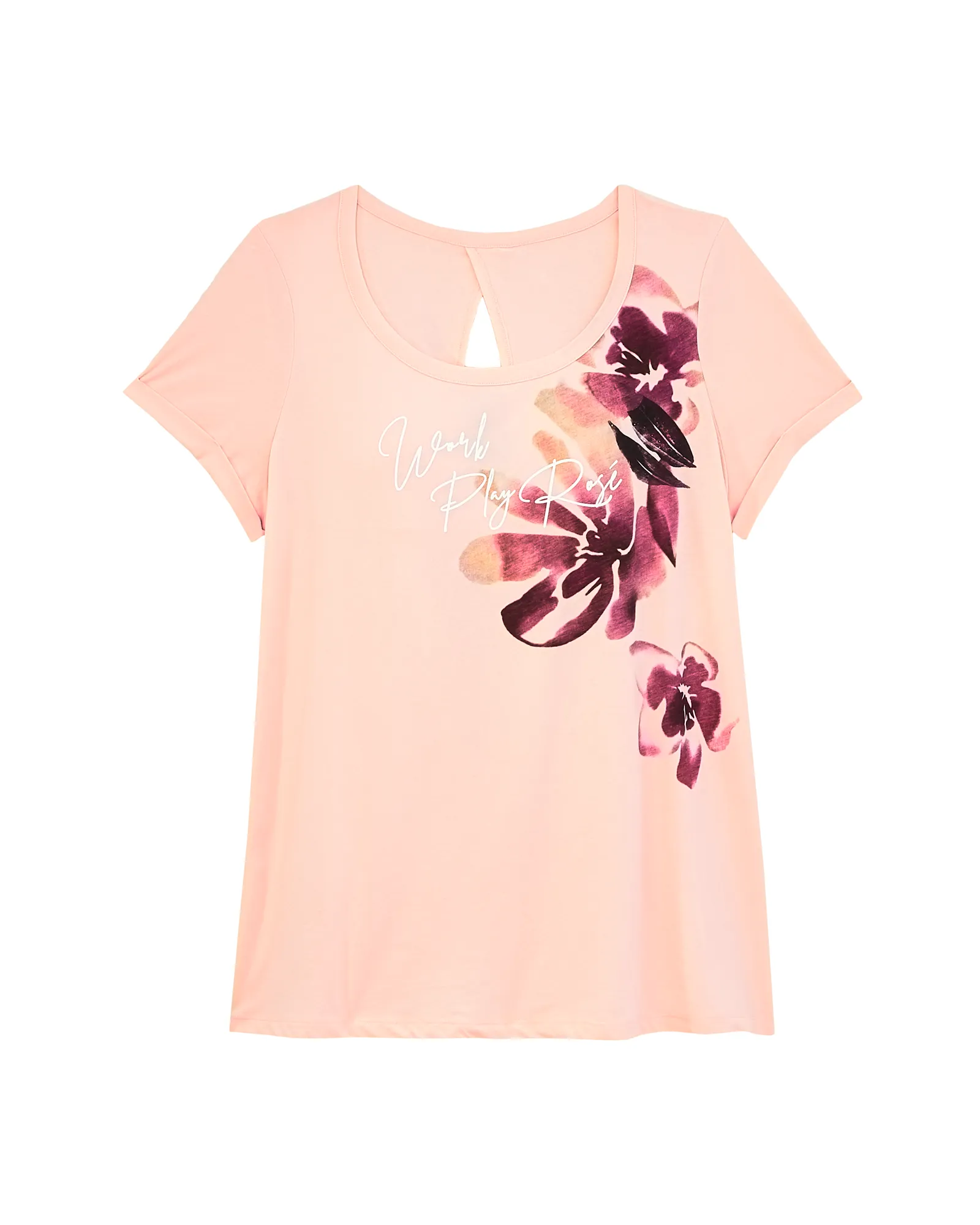 Lemongrass Split Back Tee | Peach / White