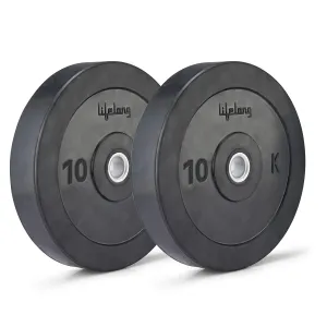 Lifelong LLRP04 Rubber Weight Plates 30mm Dia (10 * 2= 20kg) Set for Weight Lifting, Dumbbell Bars, Strength Training and Home Gym Fitness Workout, Black