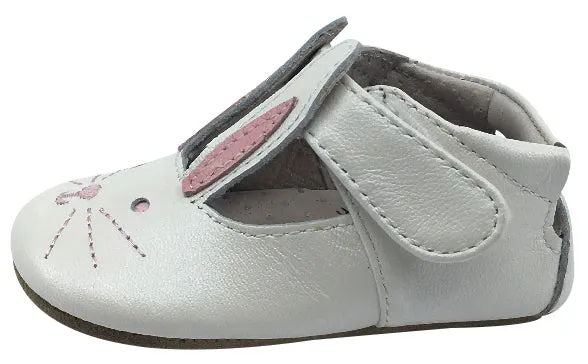 Livie & Luca Girl's Molly White Pearl Shimmer Smooth Leather Hook and Loop Mary Jane Shoe