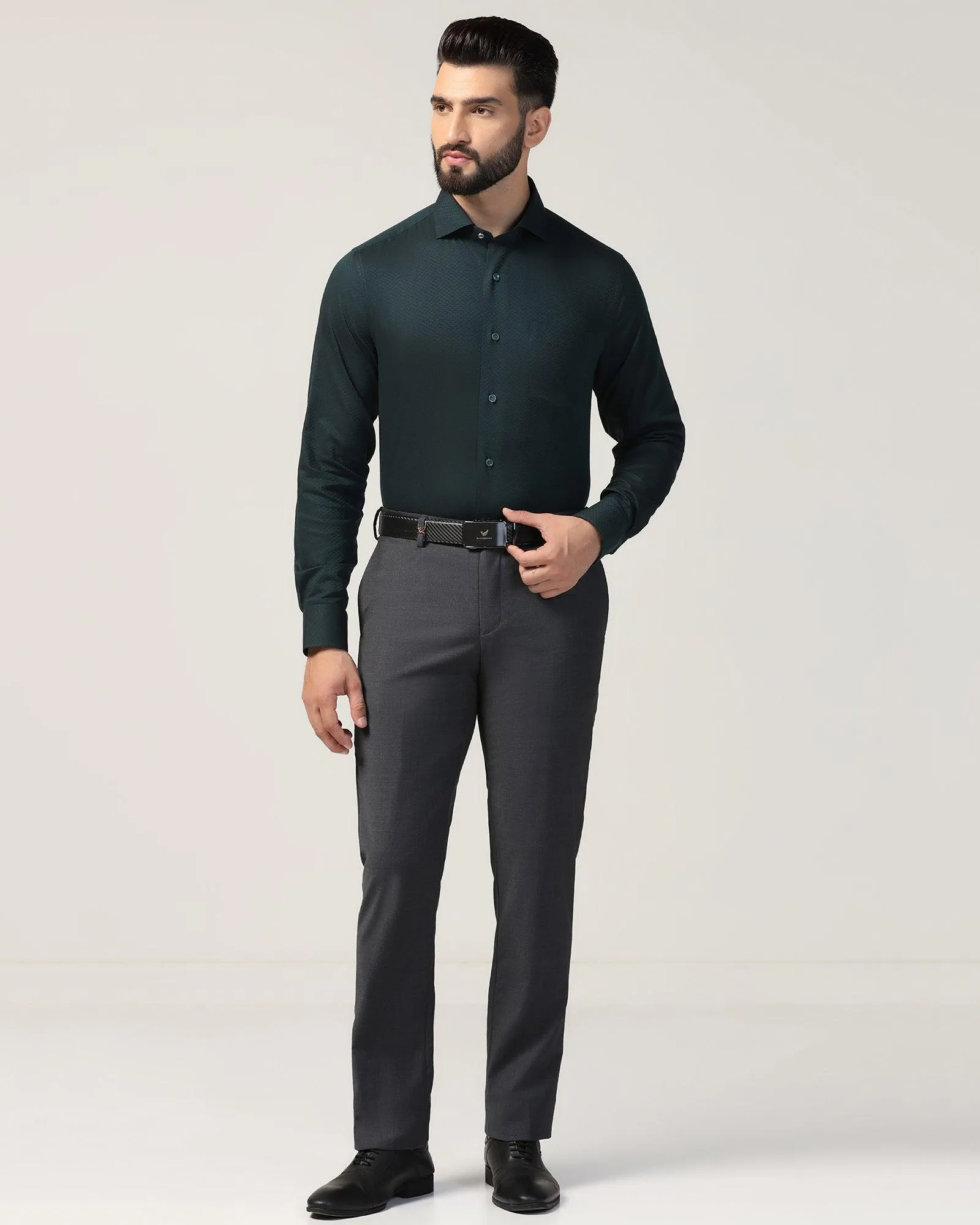 Luxe Slim Comfort B-95 Formal Charcoal Solid Trouser - Lamborghini