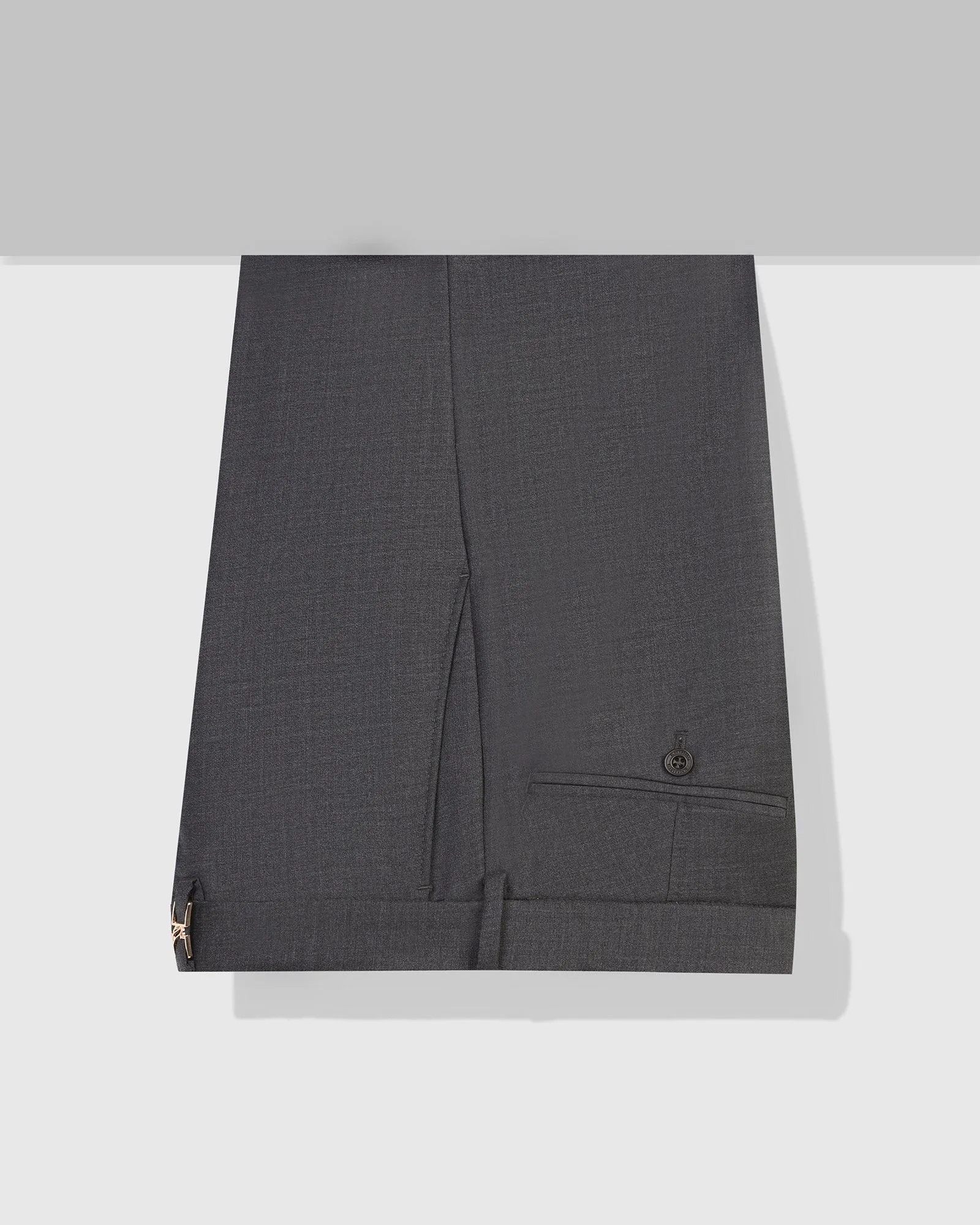 Luxe Slim Comfort B-95 Formal Charcoal Solid Trouser - Lamborghini