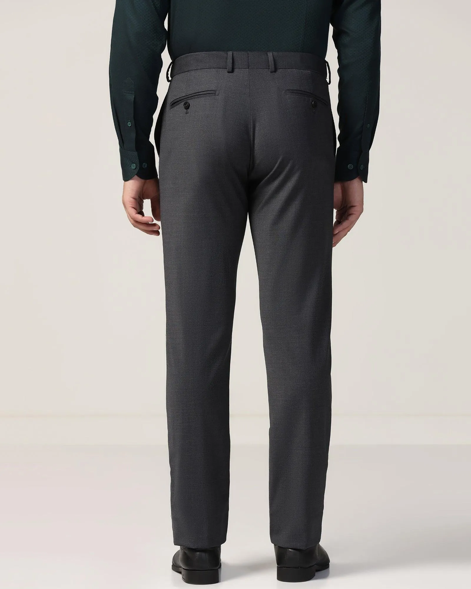 Luxe Slim Comfort B-95 Formal Charcoal Solid Trouser - Lamborghini