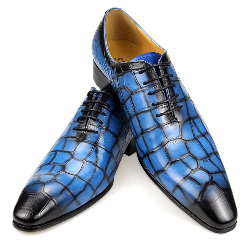 Luxury CrocTex Pointed Toe Oxford Dress Shoes