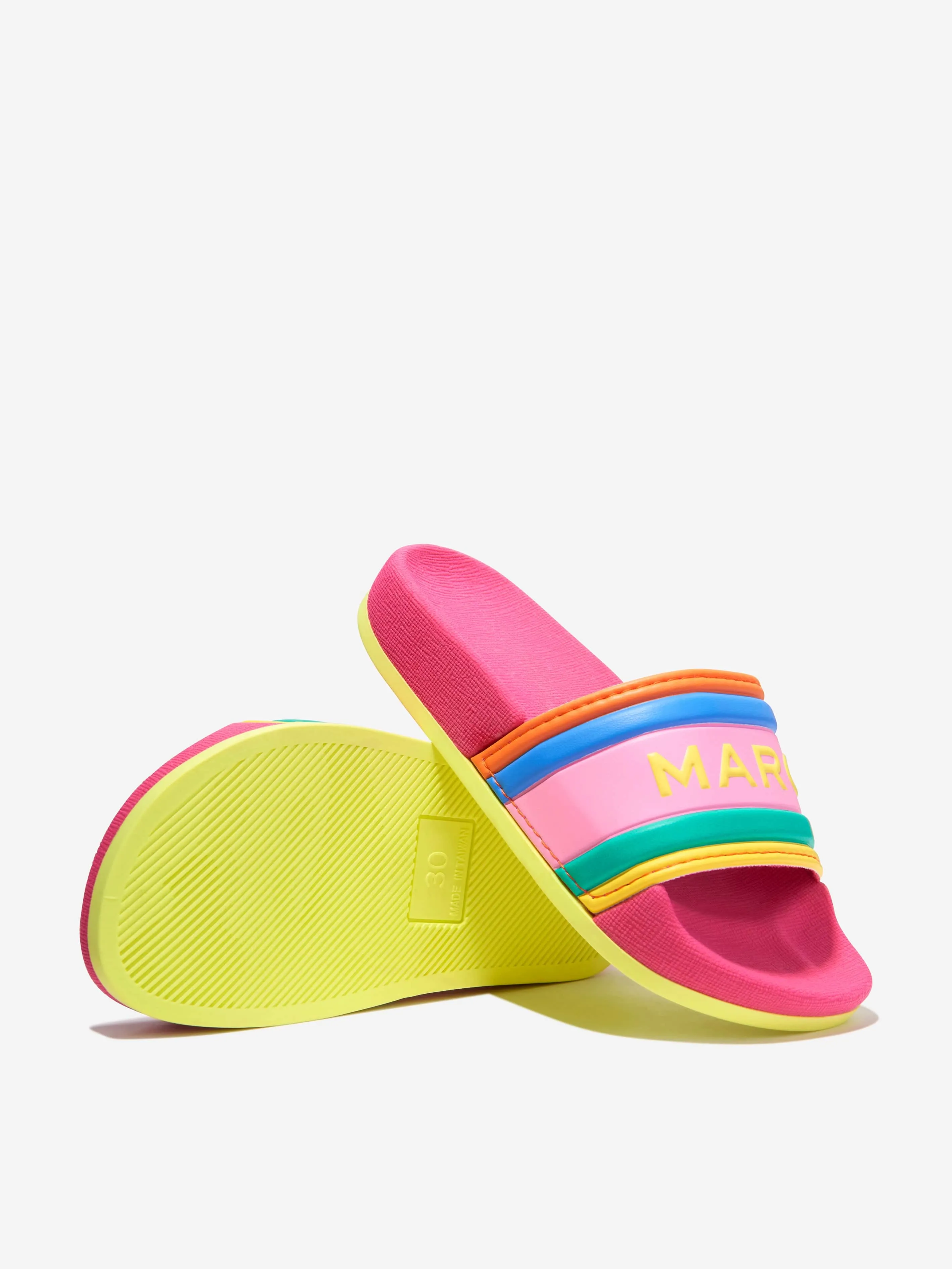 MARC JACOBS Girls Striped Logo Sliders in Multicolour