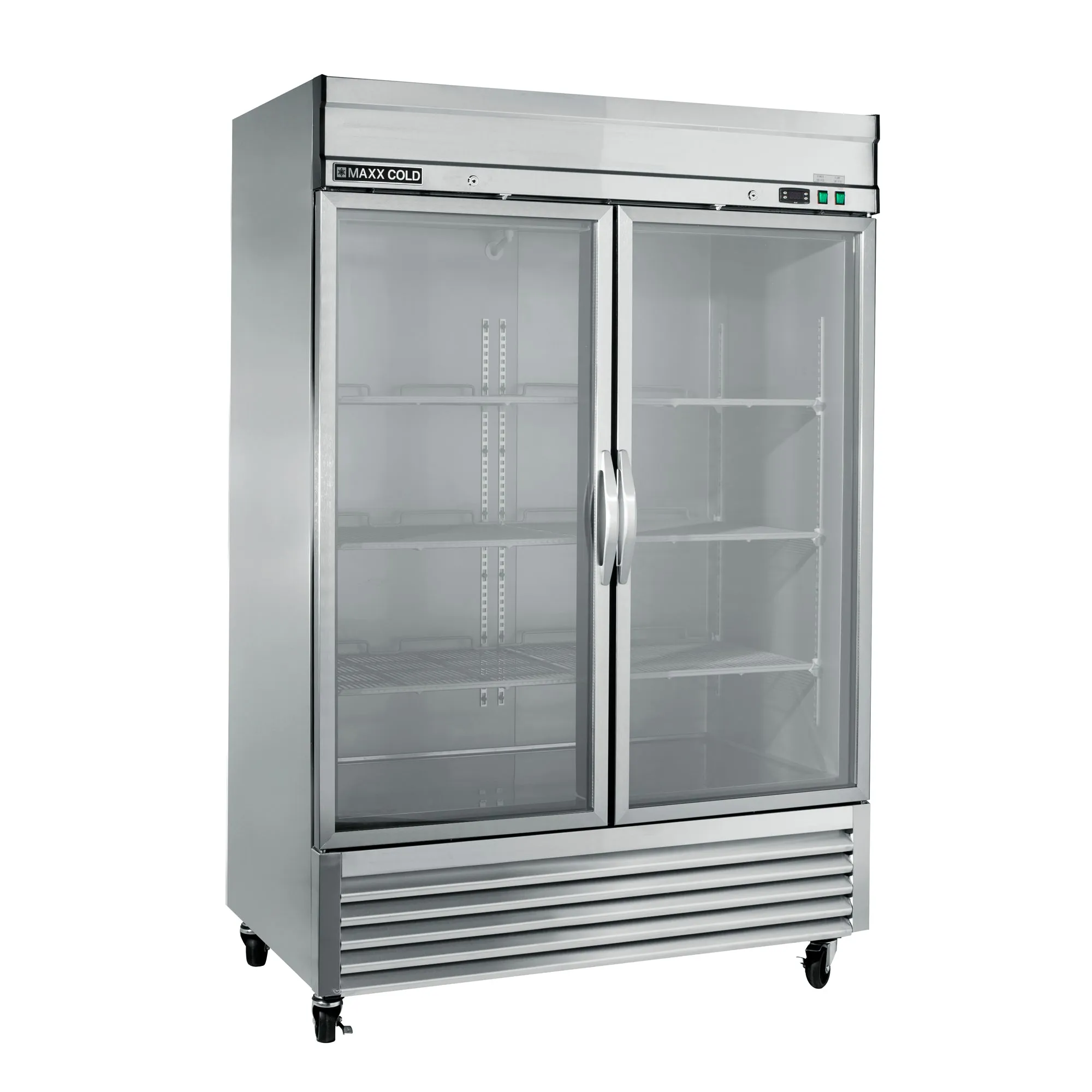 Maxx Cold - MXSR-49GDHC Double Glass Door Reach-In Refrigerator, Bottom Mount, 54"W, 49 cu. ft. Storage Capacity, in Stainless Steel