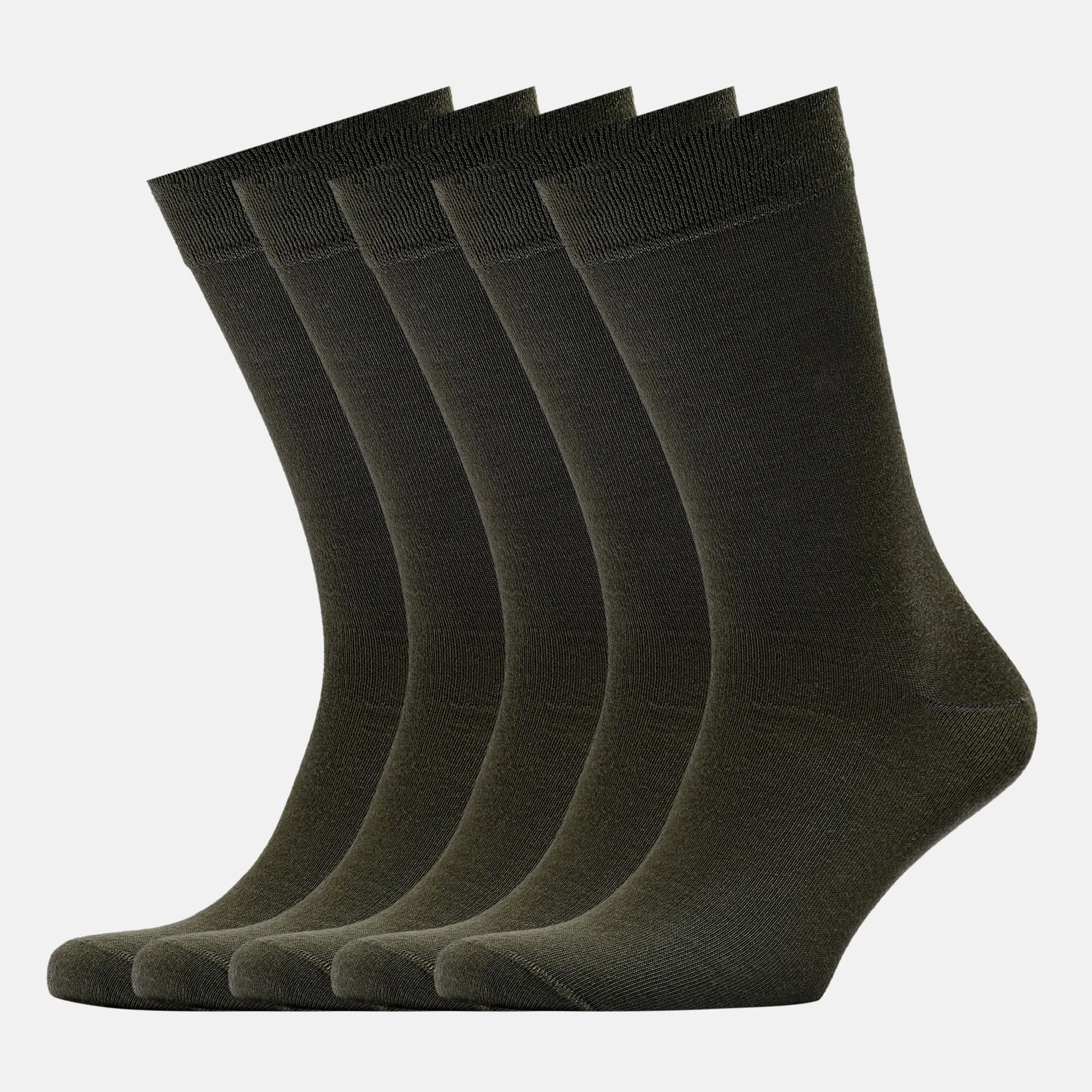 Men's Bamboo Dress Socks • Solid Pack of 1/3/5 Pairs • Green Khaki