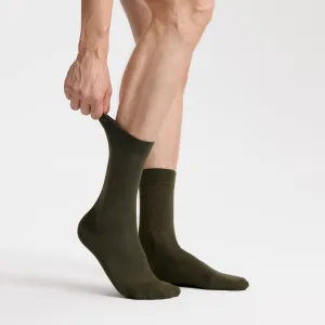 Men's Bamboo Dress Socks • Solid Pack of 1/3/5 Pairs • Green Khaki