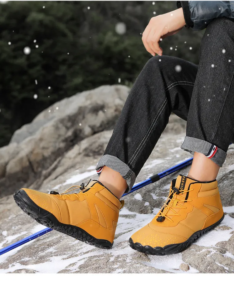 Men's Barefoot shoes Winter Waterproof Trail Running shoes Warm Lined Snow shoes Unisex Outdoor Non-slip Winter Boots