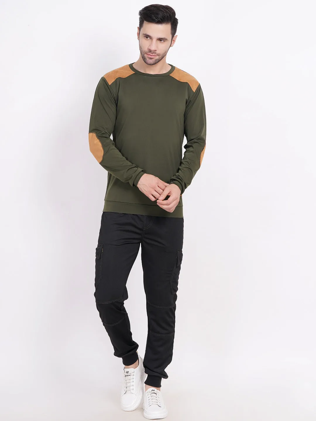 Men's Pullover with Leather patch