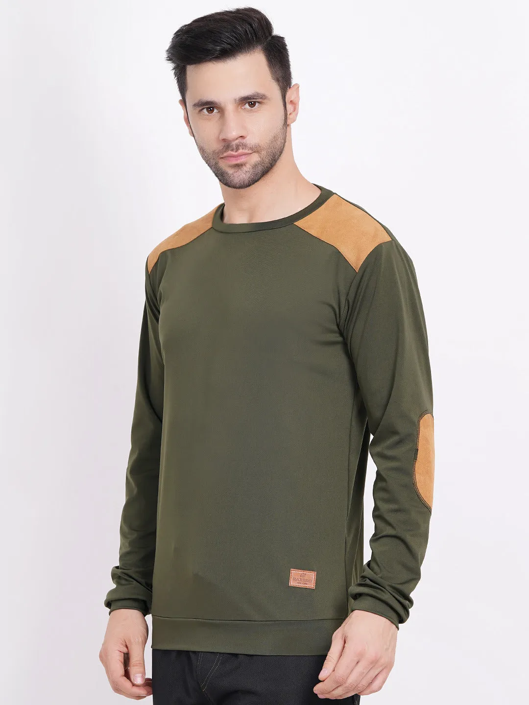 Men's Pullover with Leather patch