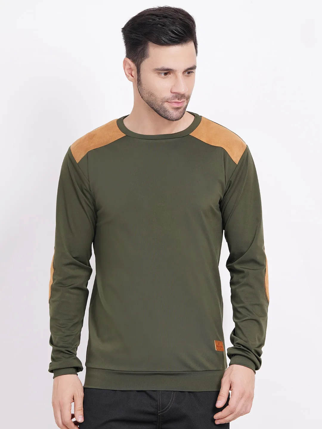 Men's Pullover with Leather patch