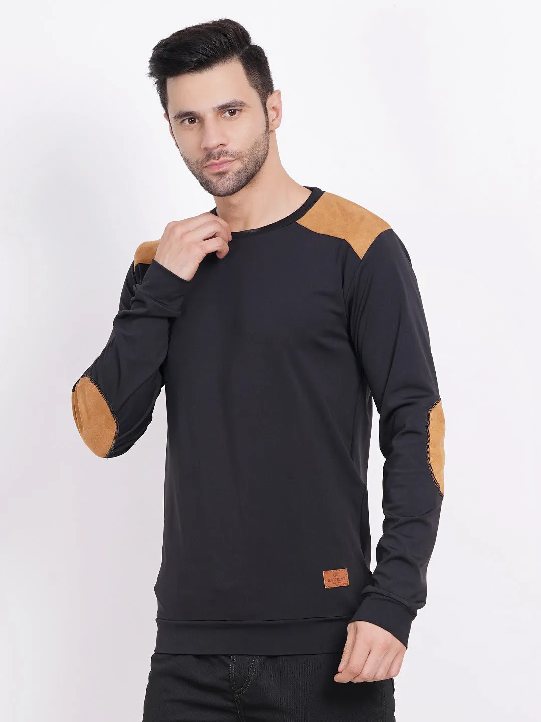 Men's Pullover with Leather patch