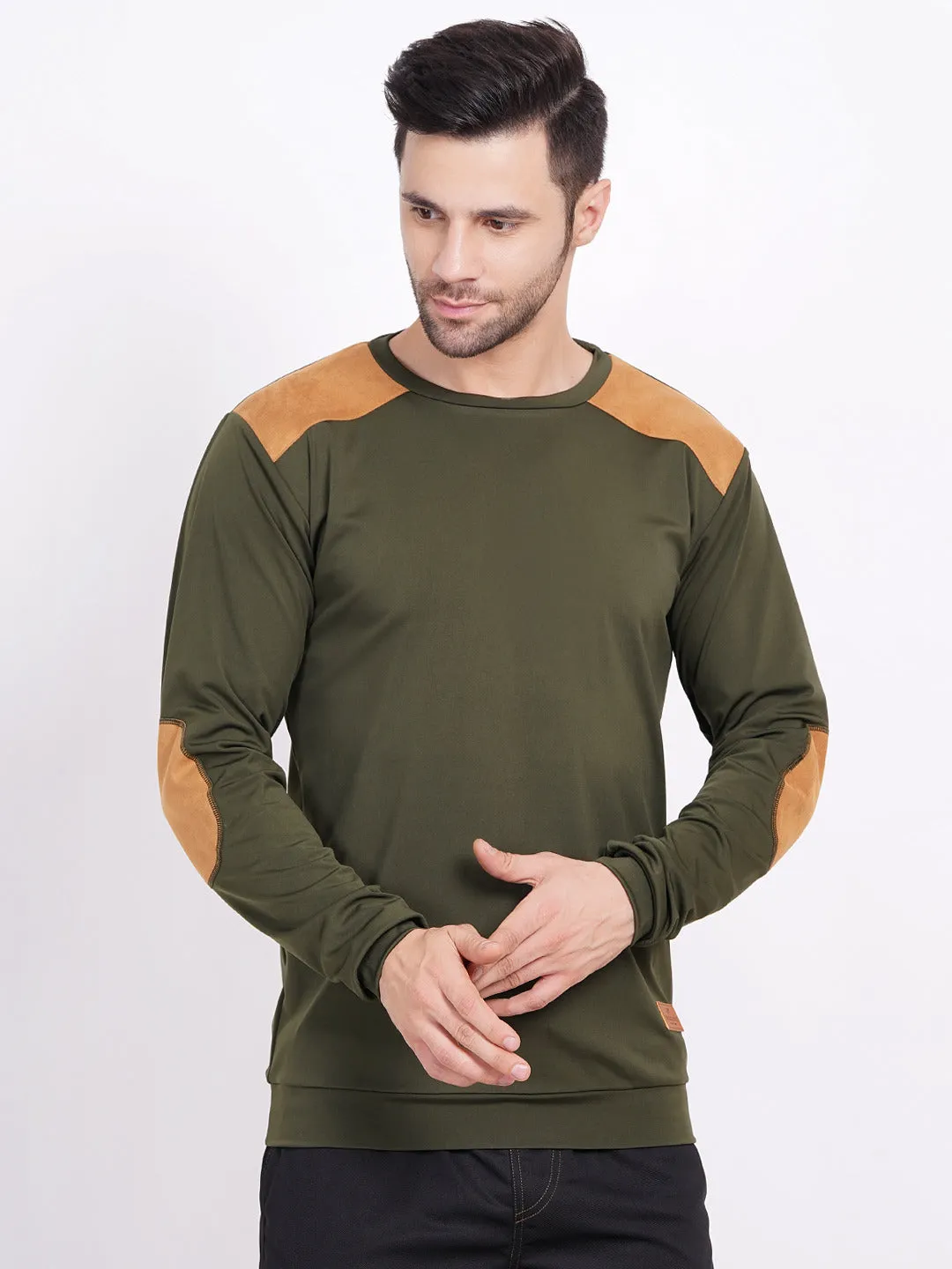 Men's Pullover with Leather patch