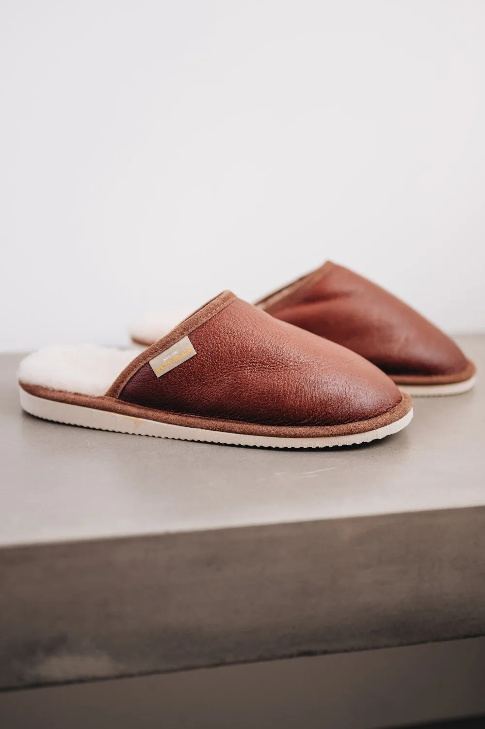 Men's Sheepskin Slip On Slippers with Sole | IDRIS