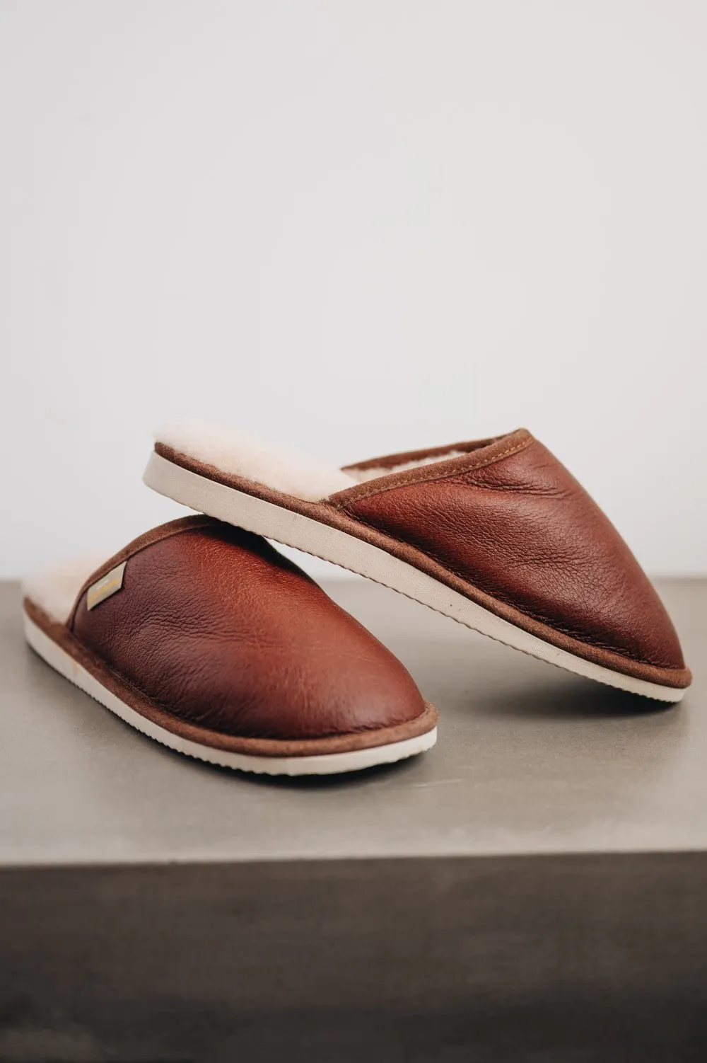 Men's Sheepskin Slip On Slippers with Sole | IDRIS