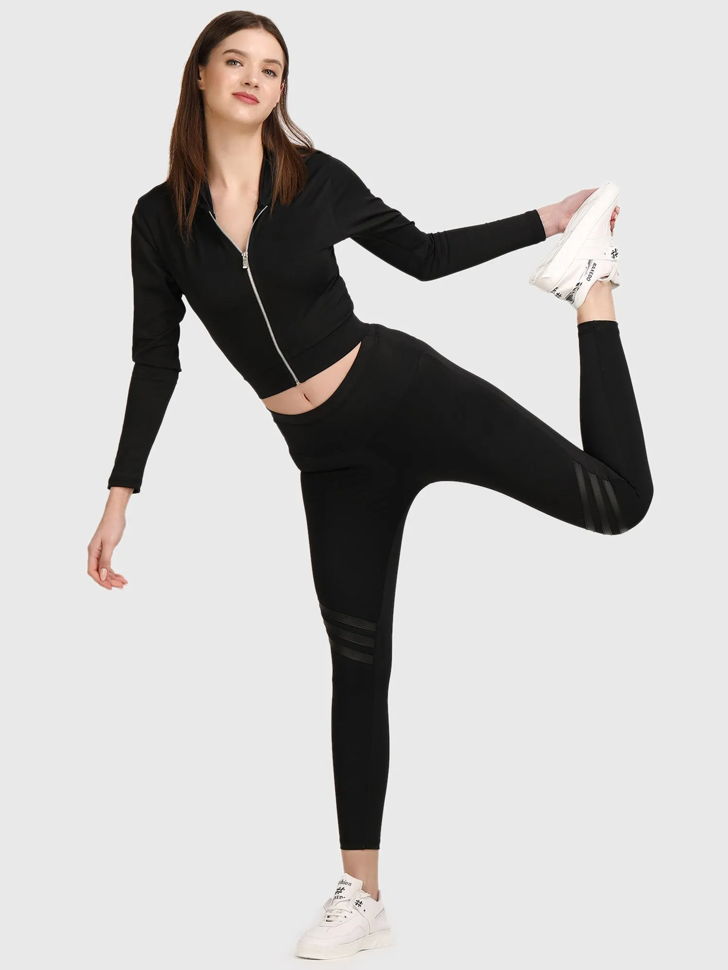 Mid-Rise Black Jeggings for Women - Workout Pants