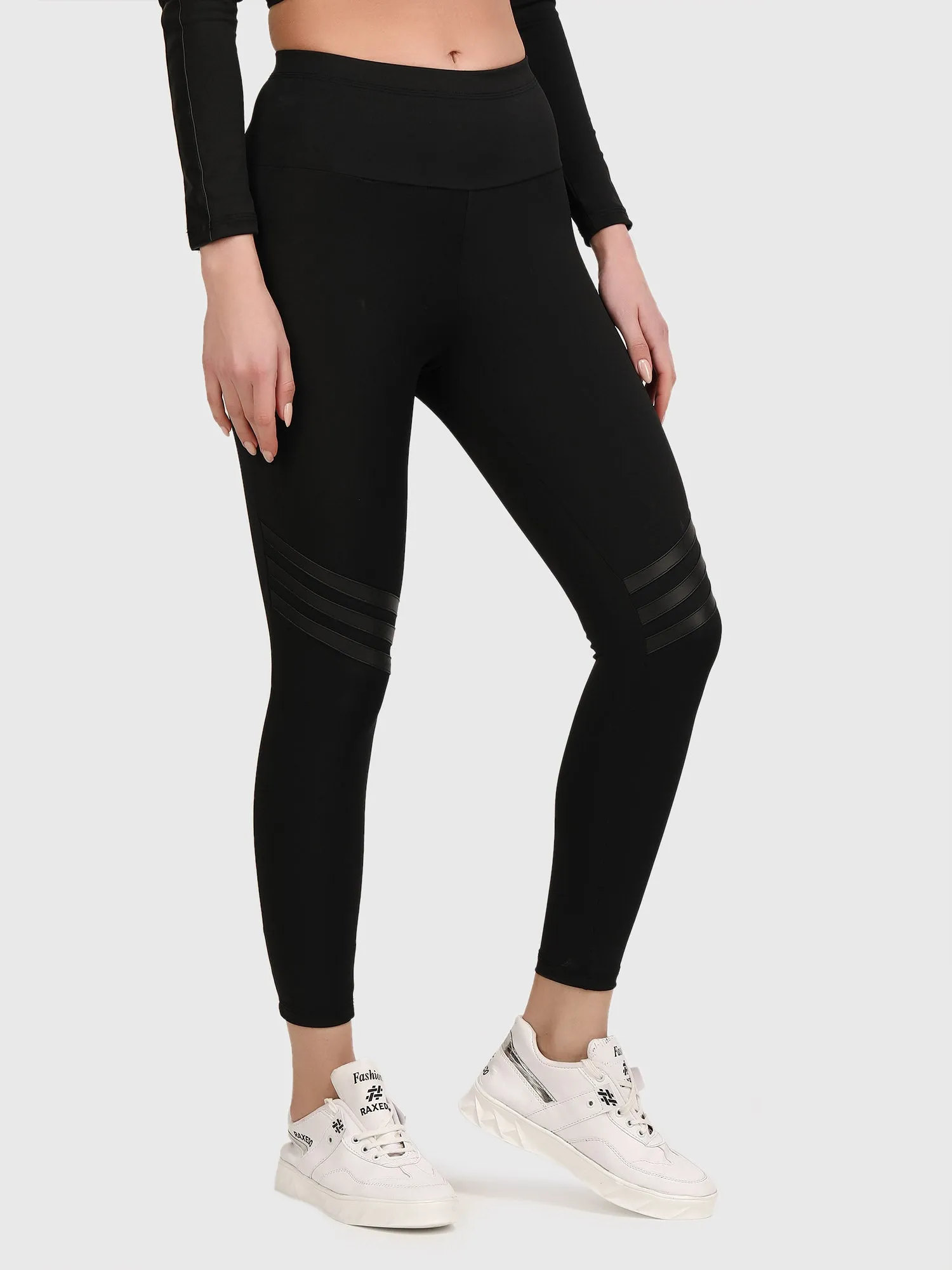 Mid-Rise Black Jeggings for Women - Workout Pants