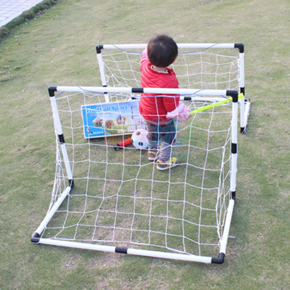 Mini Football Soccer Ball Goal Folding Post Net   Pump Kids Sport Indoor Outdoor Games Toys Kids New year Gift. 2 set/lot 92cm