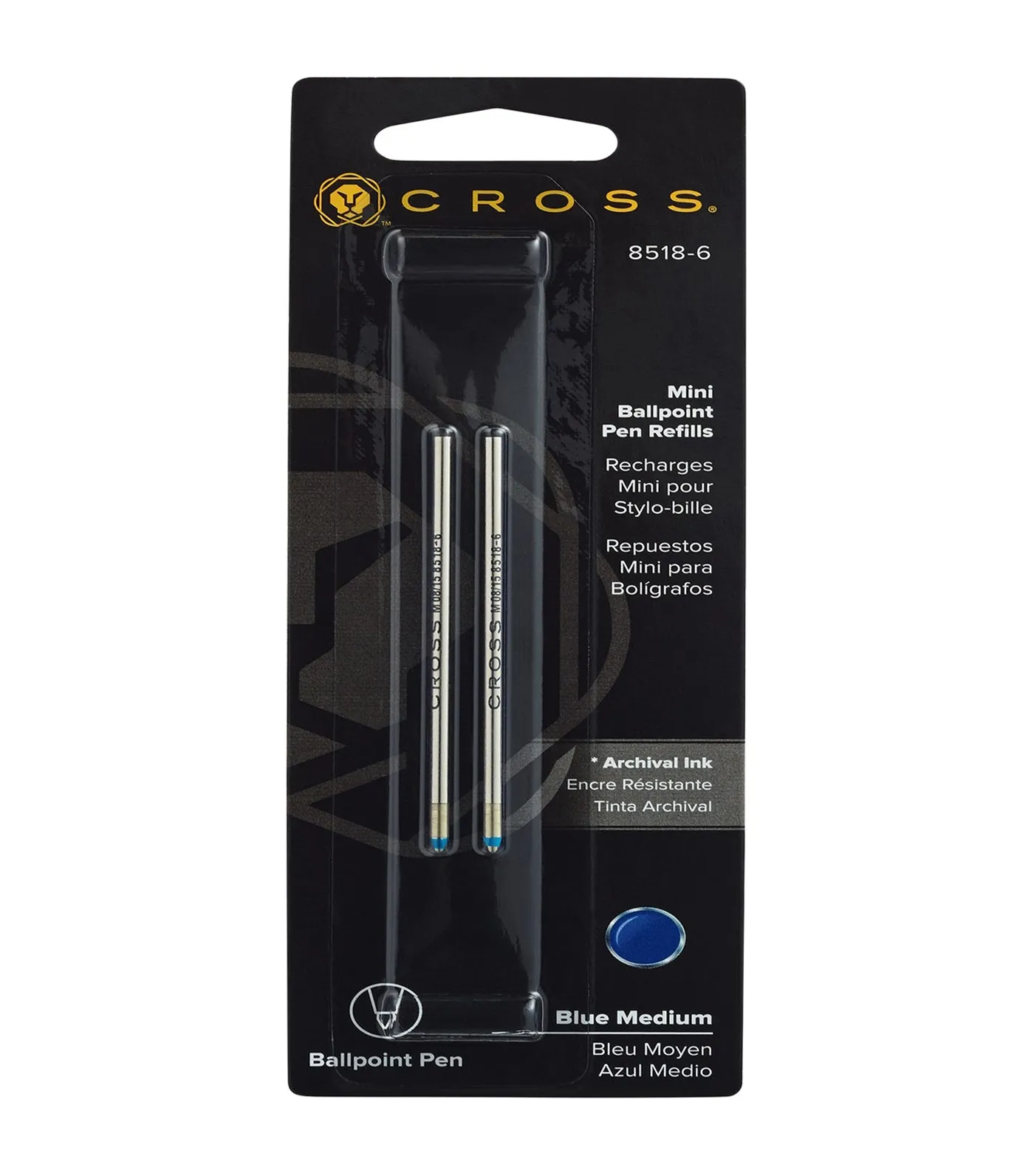 Mini Medium Ballpoint Pen Refill Blue Dual