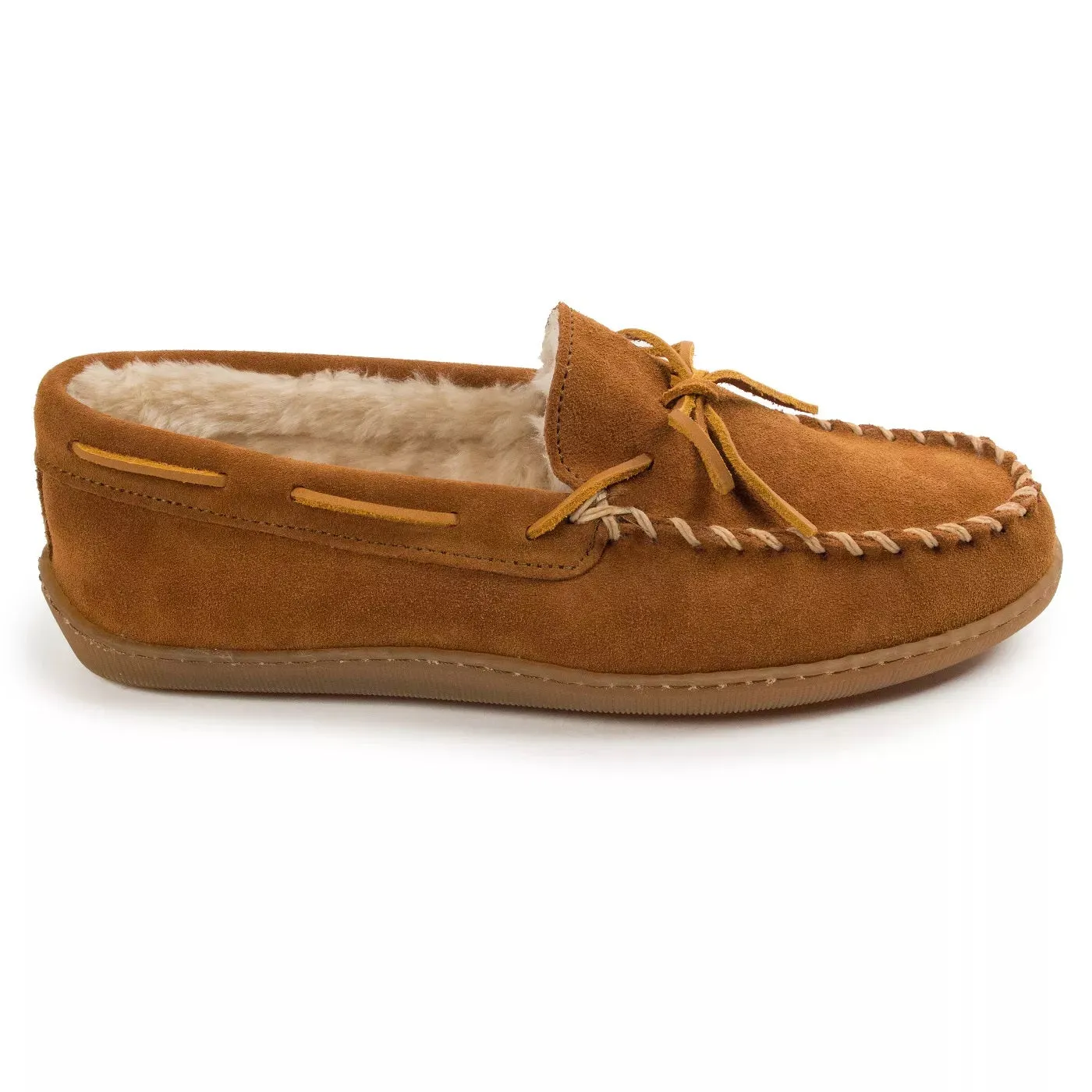 'Minnetonka' Men's Pile Lined Hardsole Moc Slipper - Tan