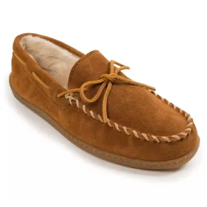 'Minnetonka' Men's Pile Lined Hardsole Moc Slipper - Tan