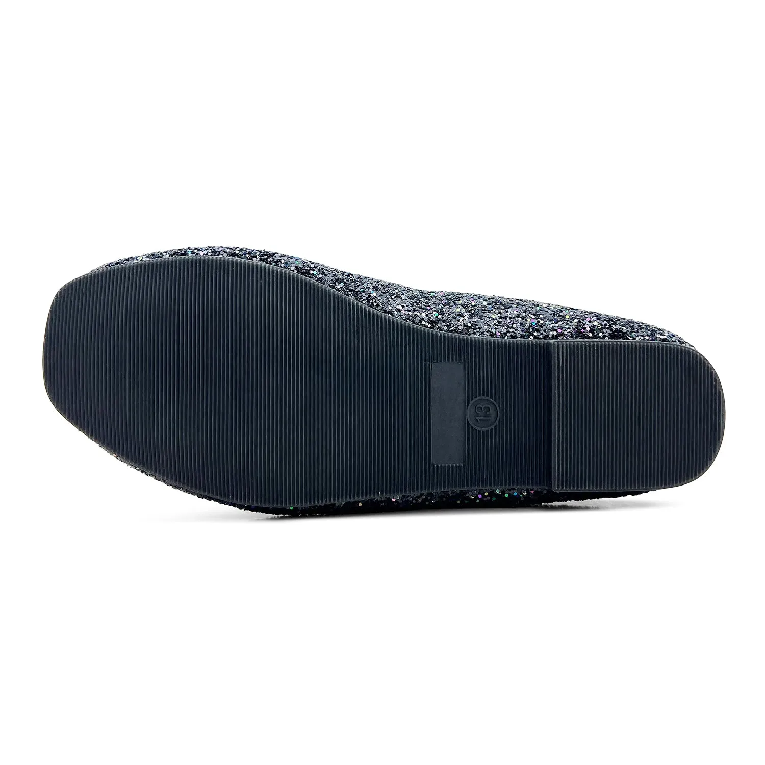 Miss Emma Flat in Black Glitter - Kids