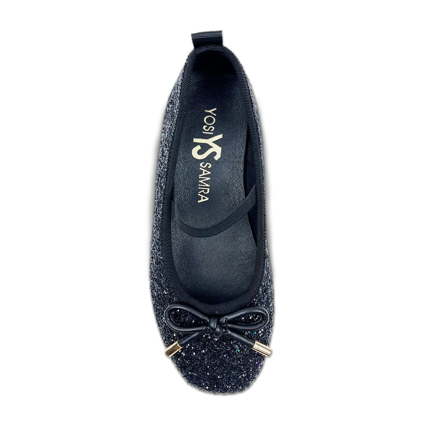 Miss Emma Flat in Black Glitter - Kids