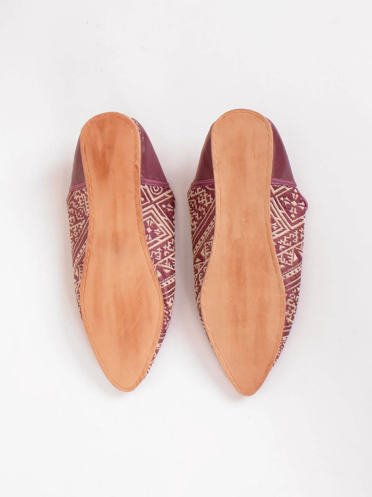 Moroccan Jacquard Pointed Babouche Slippers, Mauve