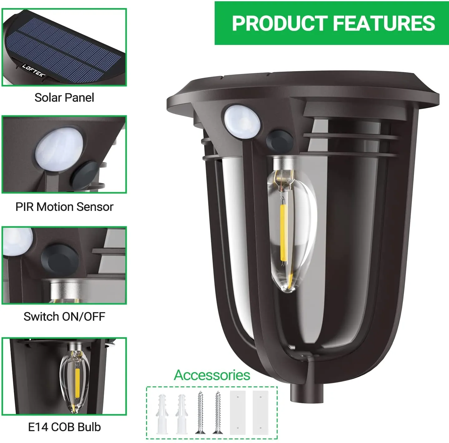 Motion Sensor Solar Wall Light