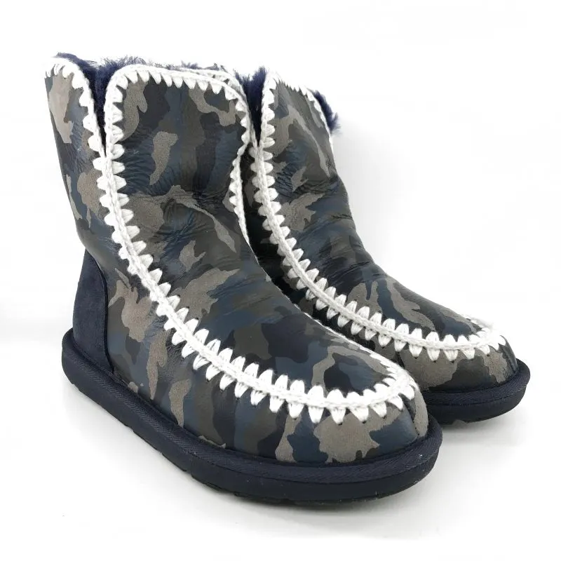 MUBO UGG Women Boots Classic Mimi Navy Camouflage