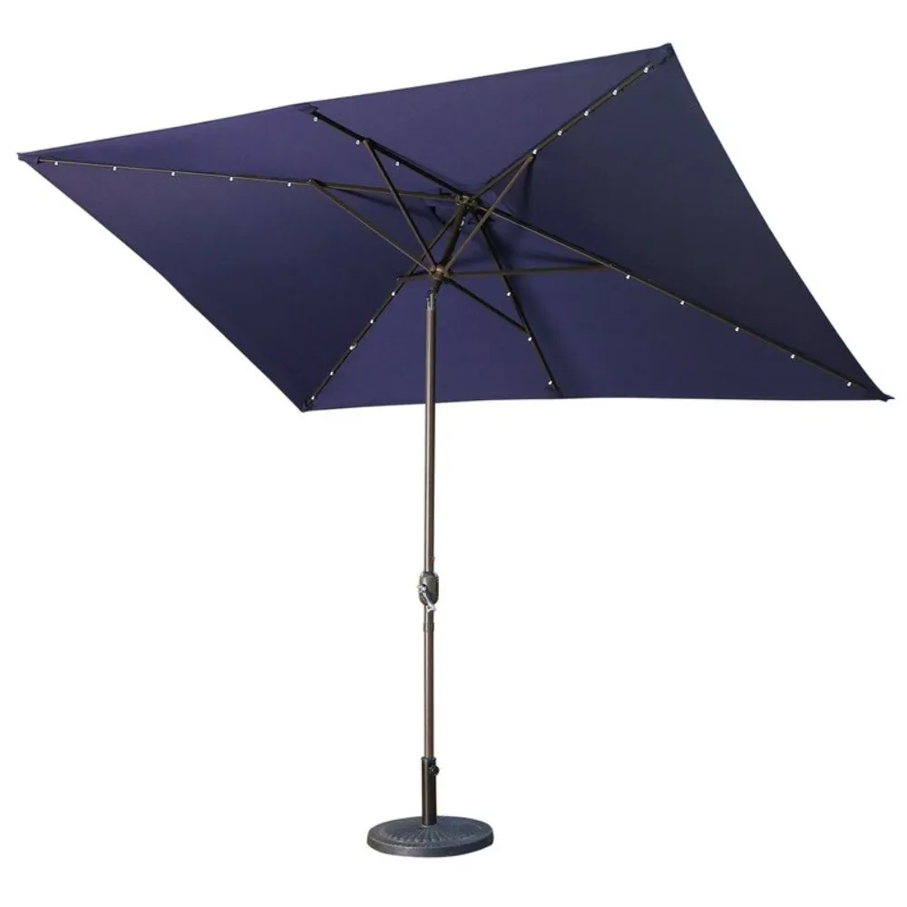 Navy Blue Outdoor Solar-Powered Umbrella