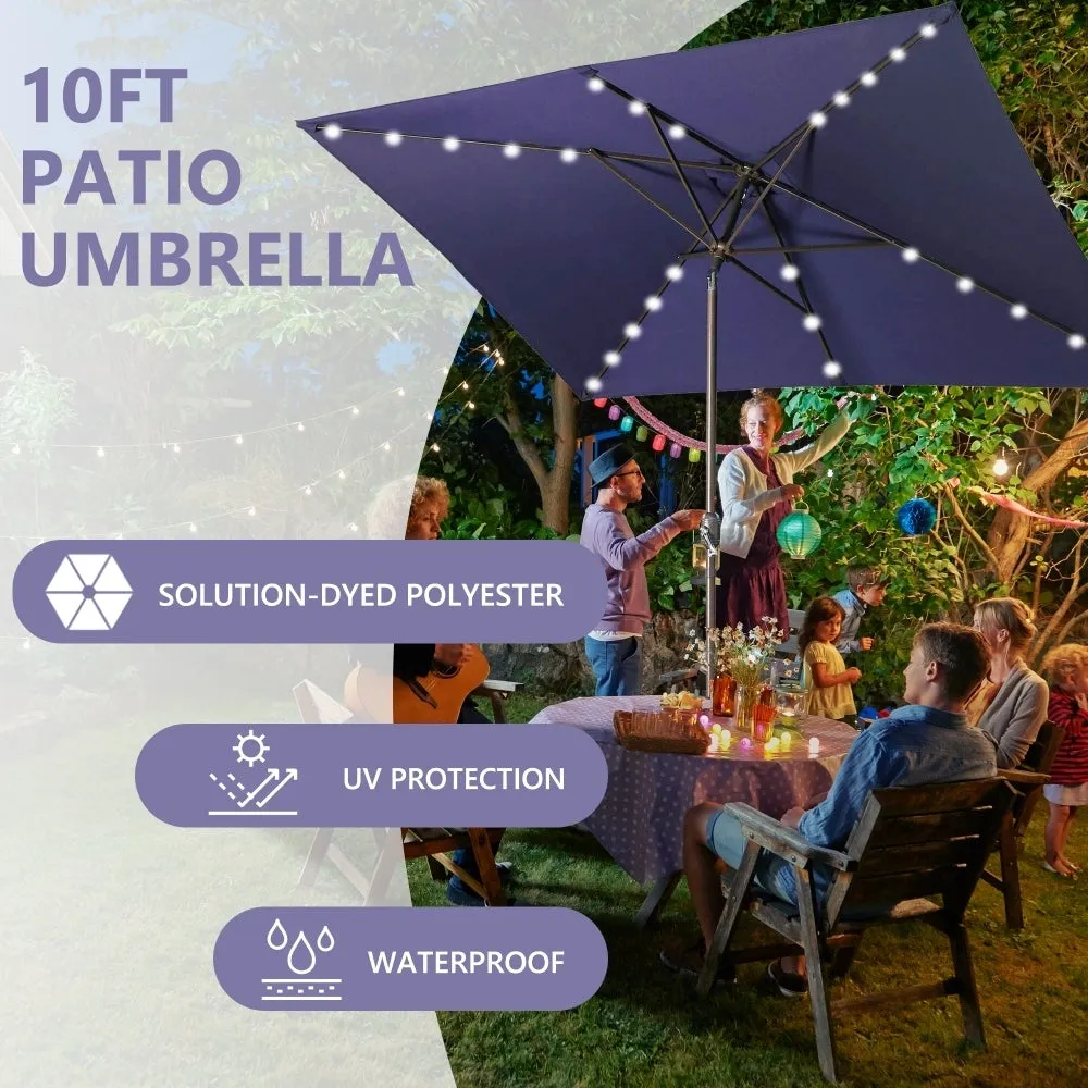 Navy Blue Outdoor Solar-Powered Umbrella