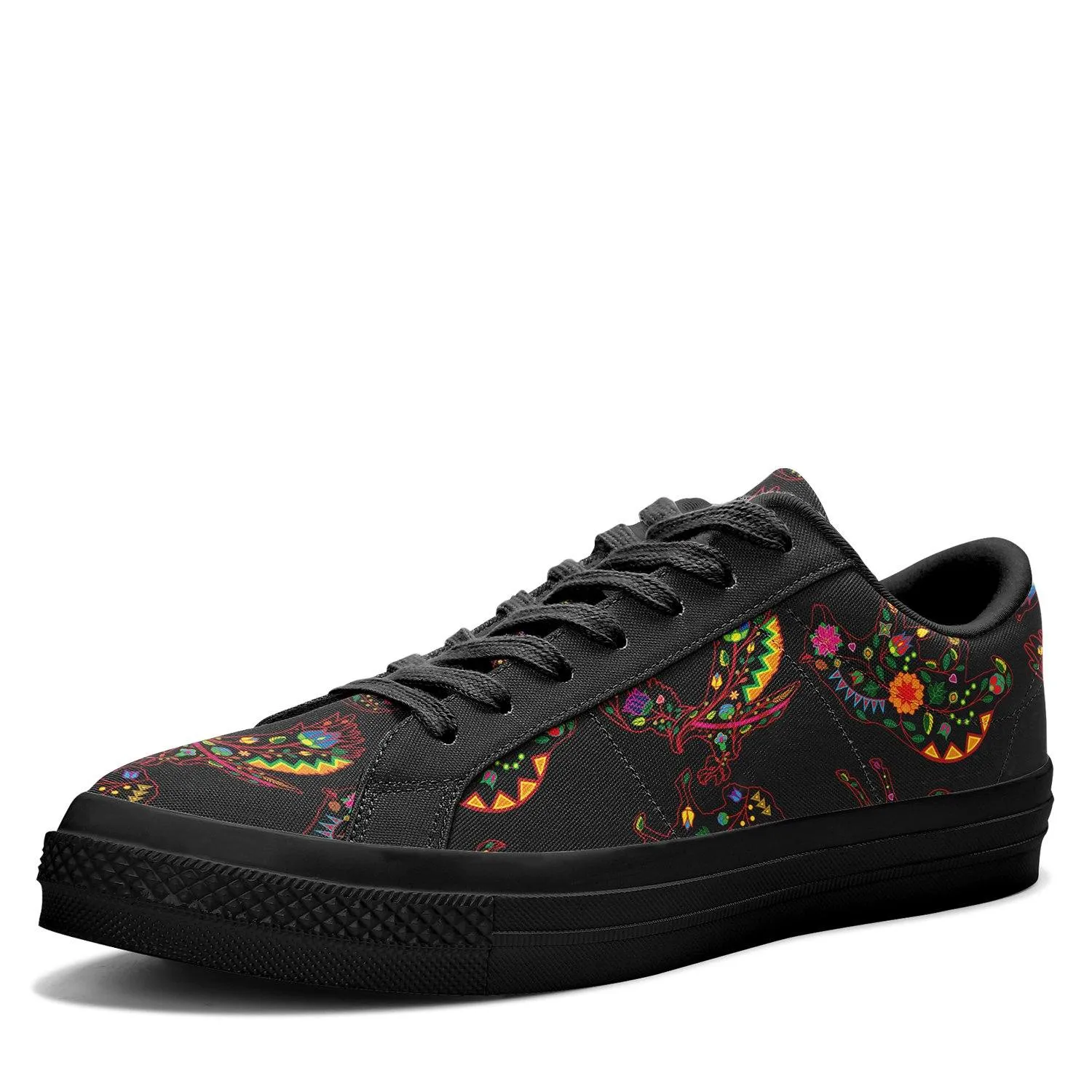 Neon Floral Animals Aapisi Low Top Canvas Shoes Black Sole