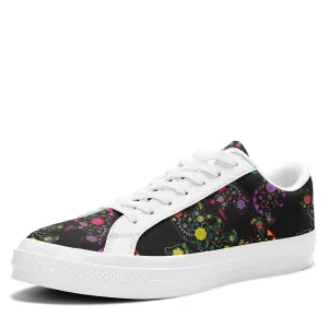 Neon Floral Bears Aapisi Low Top Canvas Shoes White Sole