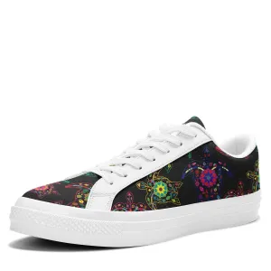 Neon Floral Turtles Aapisi Low Top Canvas Shoes White Sole