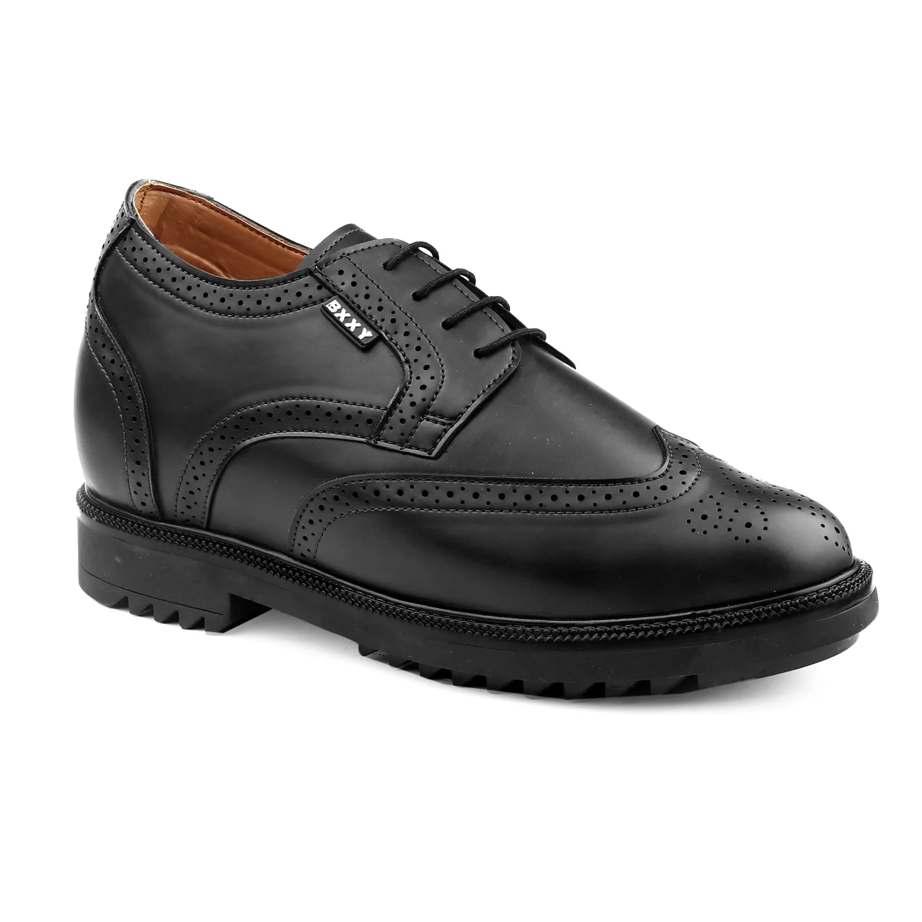 New Latest Men's 3.5 Inch Hidden Height Increasing Vegan Leather Brogue Shoes