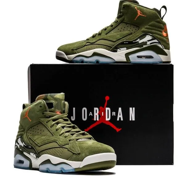 Nike Men's Jordan MVP Sky J Shoes - Olive / Bright Mandarin / Black / Sail