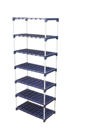 Novatic Multipurpose Shoe Rack Strong Build Adjustable Shelf Rack Portable Shoe Rack for Home Storage Easy to Move & Assemble Metal and Plastic Rack (Navy Blue - 7 Tier)