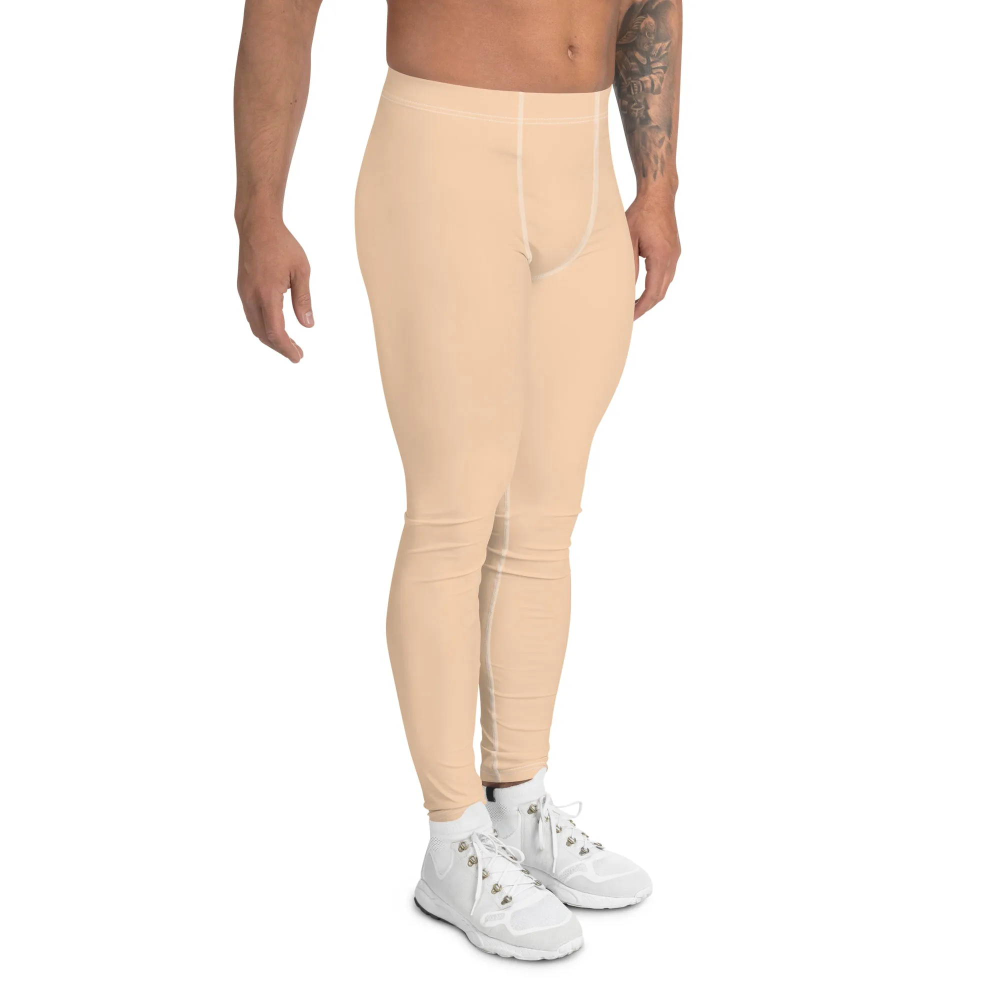 Nude Solid Color Meggings, Solid Nude Color Premium Designer Men's Tight Pants - Made in USA/EU/MX