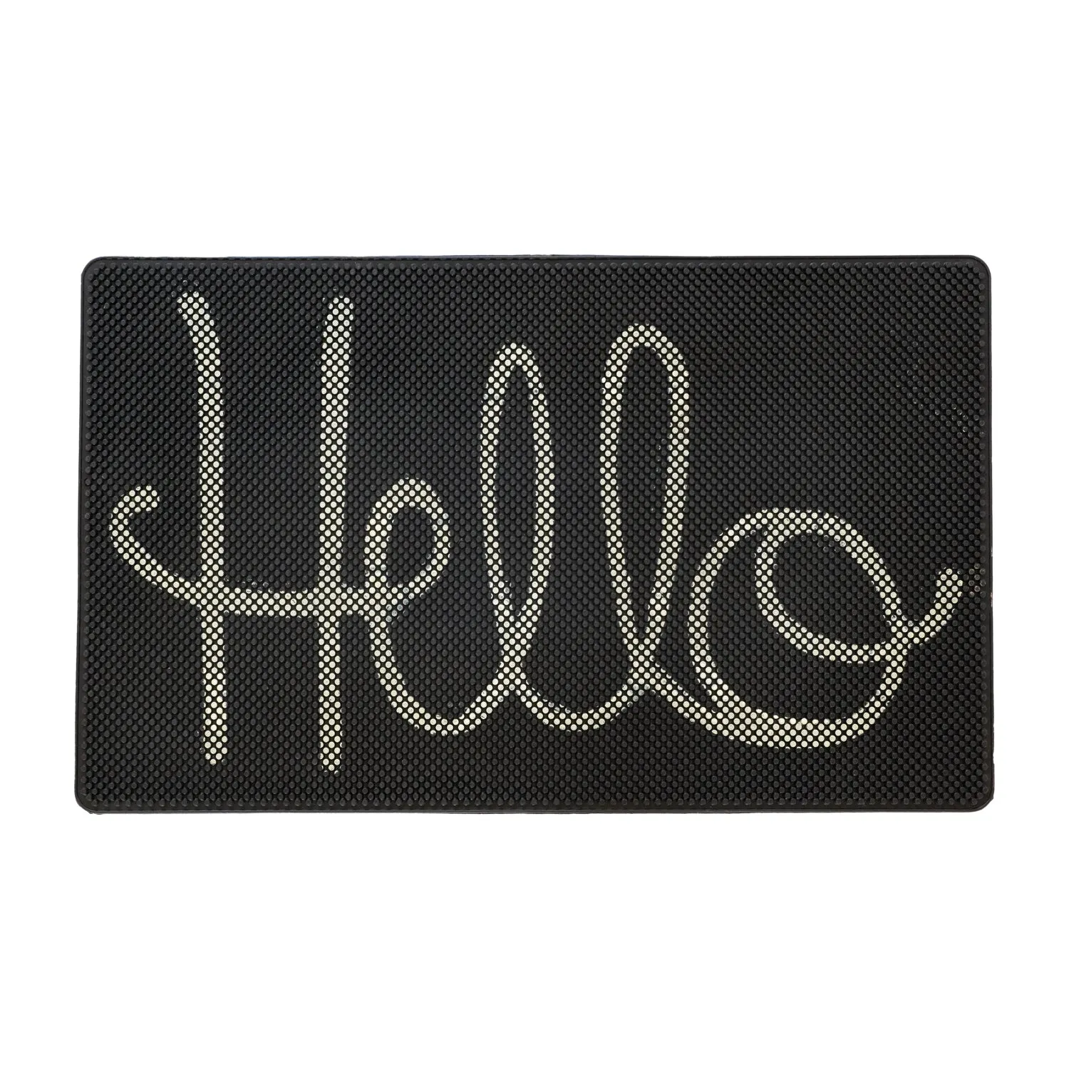 OnlyMat Hello Rubber Pin Floor Mat - 45cm x 75cm - Indoor / Outdoor, Waterproof