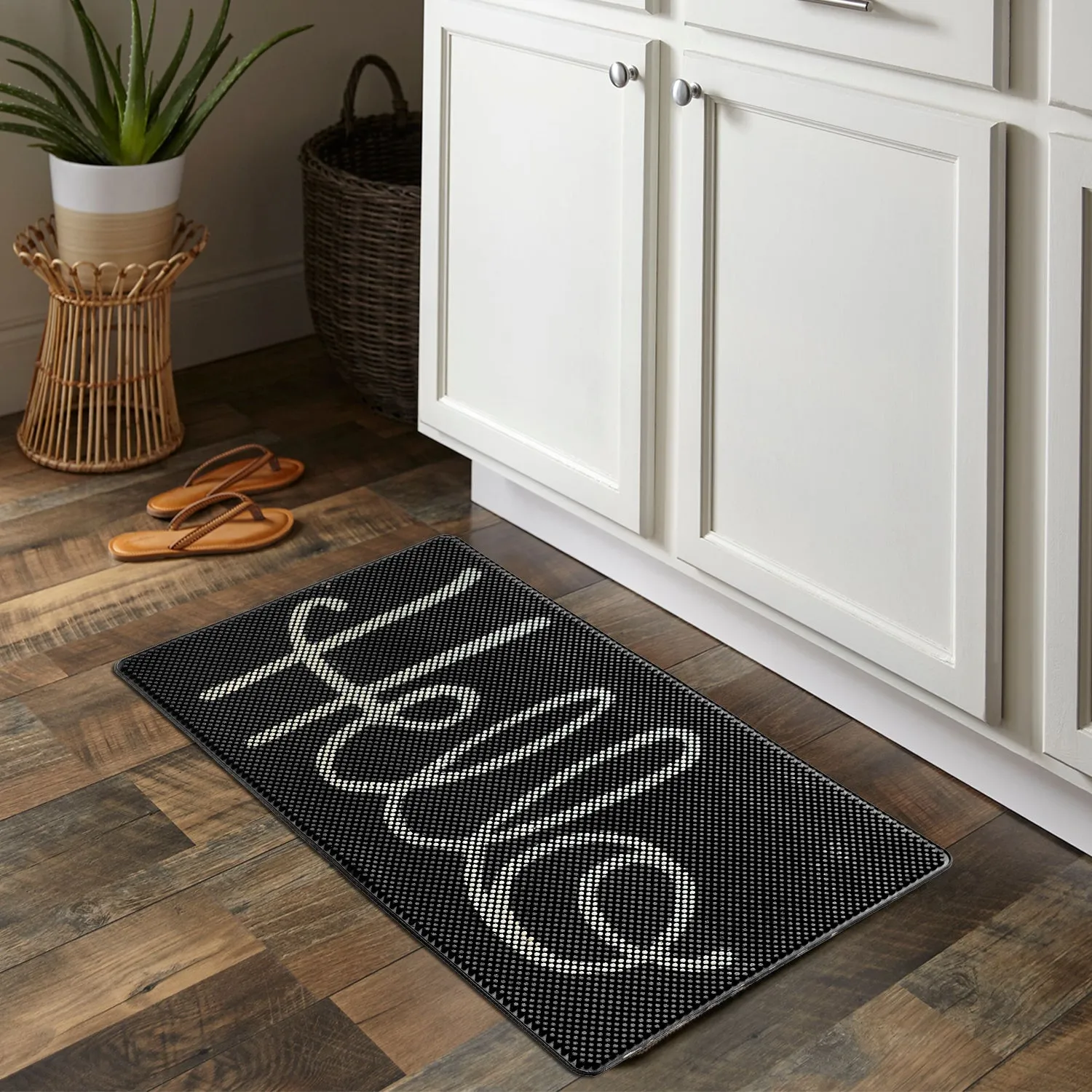 OnlyMat Hello Rubber Pin Floor Mat - 45cm x 75cm - Indoor / Outdoor, Waterproof