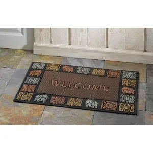 OnlyMat Tri-Colour Rubber Pin Welcome Entrance Door Mat - Indoor / Outdoor, Waterproof