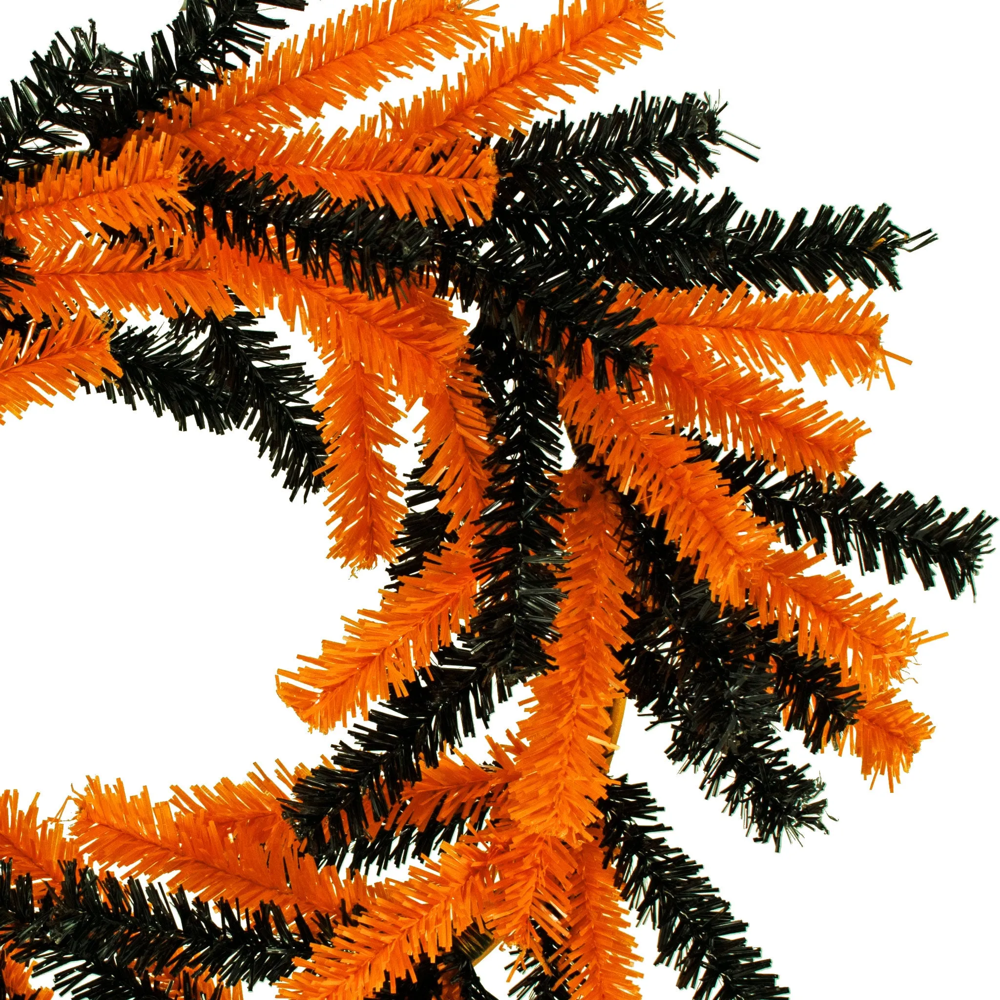 Orange and Black 1in Tinsel Halloween Wreath