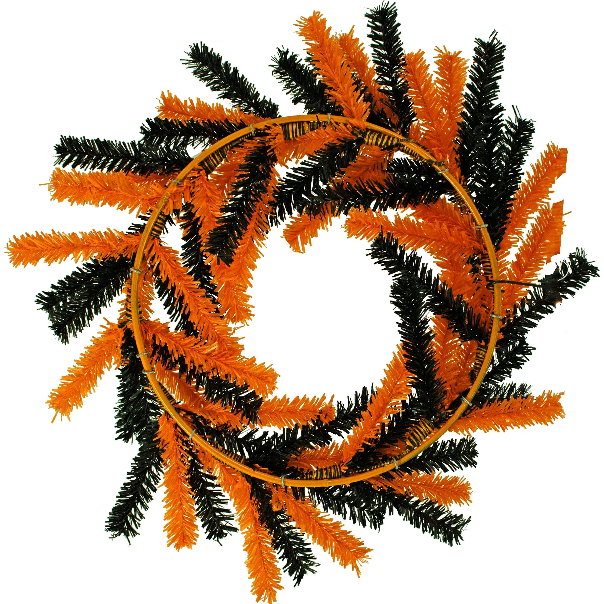 Orange and Black 1in Tinsel Halloween Wreath