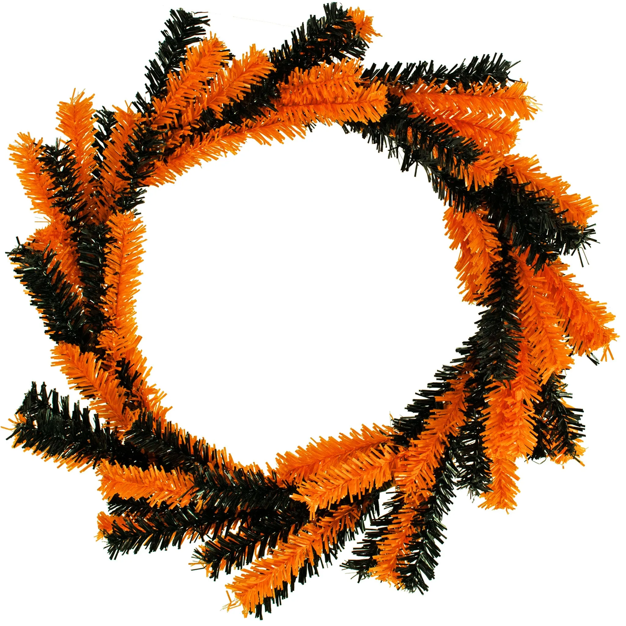 Orange and Black 1in Tinsel Halloween Wreath