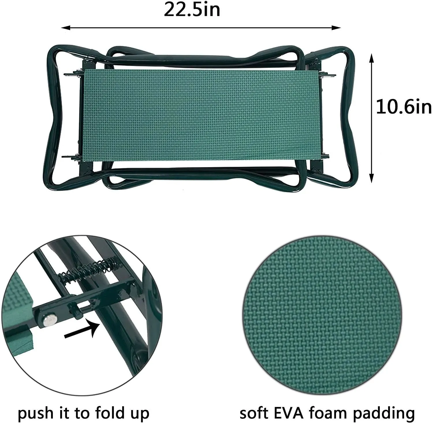 Outdoor 2-in-1 Garden Stool and Kneeler, Garden Bench with Tool Bags, Kneeling Pad, Gift for Parent, Portable, Green